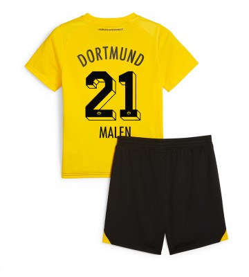 Borussia Dortmund Donyell Malen #21 Replica Home Stadium Kit for Kids 2023-24 Short Sleeve (+ pants)